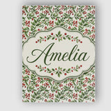 Personalised Name Delicate Green Leaves and Custom  Bespoke Interior Contemporary Canvas Wall Art Print Decor Picture Ready to Hang