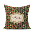 Custom Name Rich Holly Leaves and Red Berries Christmas Seamless Square Filled Cushion Throw Pillow Sofa Bed Home Decor Zip Washable UK Made