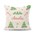 Custom Name Watercolor Christmas Tree Candy Cane Pattern Festive Square Filled Cushion Throw Pillow Sofa Bed Home Decor Zip Washable UK Made