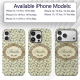 Vintage Botanical Branches with Printed Design Custom Name Protective Phone Case Mobile Cover Durable Everyday Smartphone Shock Resistant