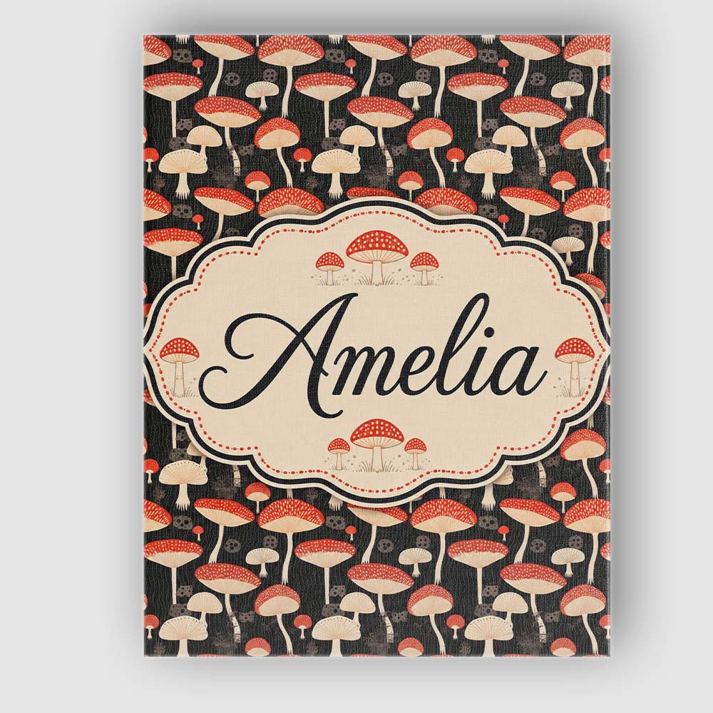 Personalised Name Woodland Mushroom Toadstool Custom Unique Gift Idea Modern Room Accent Canvas Wall Art Print Decor Picture Ready to Hang