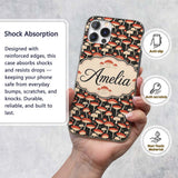 Woodland Mushroom Toadstool Seamless Pattern on Custom Name Protective Phone Case Mobile Cover Durable Everyday Smartphone Shock Resistant