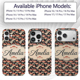 Woodland Mushroom Toadstool Seamless Pattern on Custom Name Protective Phone Case Mobile Cover Durable Everyday Smartphone Shock Resistant