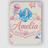 Personalised Name Cute Cartoon Mermaid and Custom  Unique Gift Idea Elegant Feature Canvas Wall Art Print Decor Picture Ready to Hang