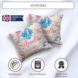 Custom Name Cartoon Mermaid and Sea Creatures Seamless Pattern Square Filled Cushion Throw Pillow Sofa Bed Home Decor Zip Washable UK Made