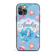 Cute Kawaii Mermaid Ocean Friends Printed Design Custom Name Protective Phone Case Mobile Cover Durable Everyday Smartphone Shock Resistant