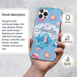 Cute Kawaii Mermaid Ocean Friends Printed Design Custom Name Protective Phone Case Mobile Cover Durable Everyday Smartphone Shock Resistant