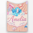 Cute Kawaii Mermaid Ocean Friends Jellyfish Starfish Peach Lovely  Personalised Custom Name Super Soft Fleece Blanket Bed Sofa Throw