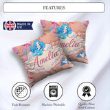 Custom Name Cute Kawaii Mermaid Ocean Friends Jellyfish Starfish Square Filled Cushion Throw Pillow Sofa Bed Home Decor Zip Washable UK Made