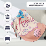 Cute Kawaii Mermaid Ocean Friends Jellyfish Starfish Peach Lovely  Personalised Custom Name Super Soft Fleece Blanket Bed Sofa Throw