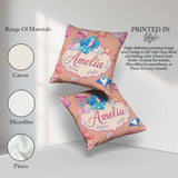 Custom Name Cute Kawaii Mermaid Ocean Friends Jellyfish Starfish Square Filled Cushion Throw Pillow Sofa Bed Home Decor Zip Washable UK Made