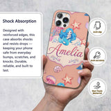 Cute Kawaii Mermaid Ocean Friends Printed Design Custom Name Protective Phone Case Mobile Cover Durable Everyday Smartphone Shock Resistant