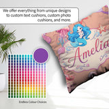 Custom Name Cute Kawaii Mermaid Ocean Friends Jellyfish Starfish Square Filled Cushion Throw Pillow Sofa Bed Home Decor Zip Washable UK Made