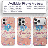 Cute Kawaii Mermaid Ocean Friends Printed Design Custom Name Protective Phone Case Mobile Cover Durable Everyday Smartphone Shock Resistant