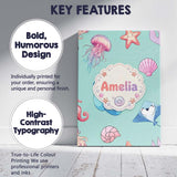 Personalised Name Mermaid Ocean Friends Custom  Modern Room Accent Elegant Feature Canvas Wall Art Print Decor Picture Ready to Hang