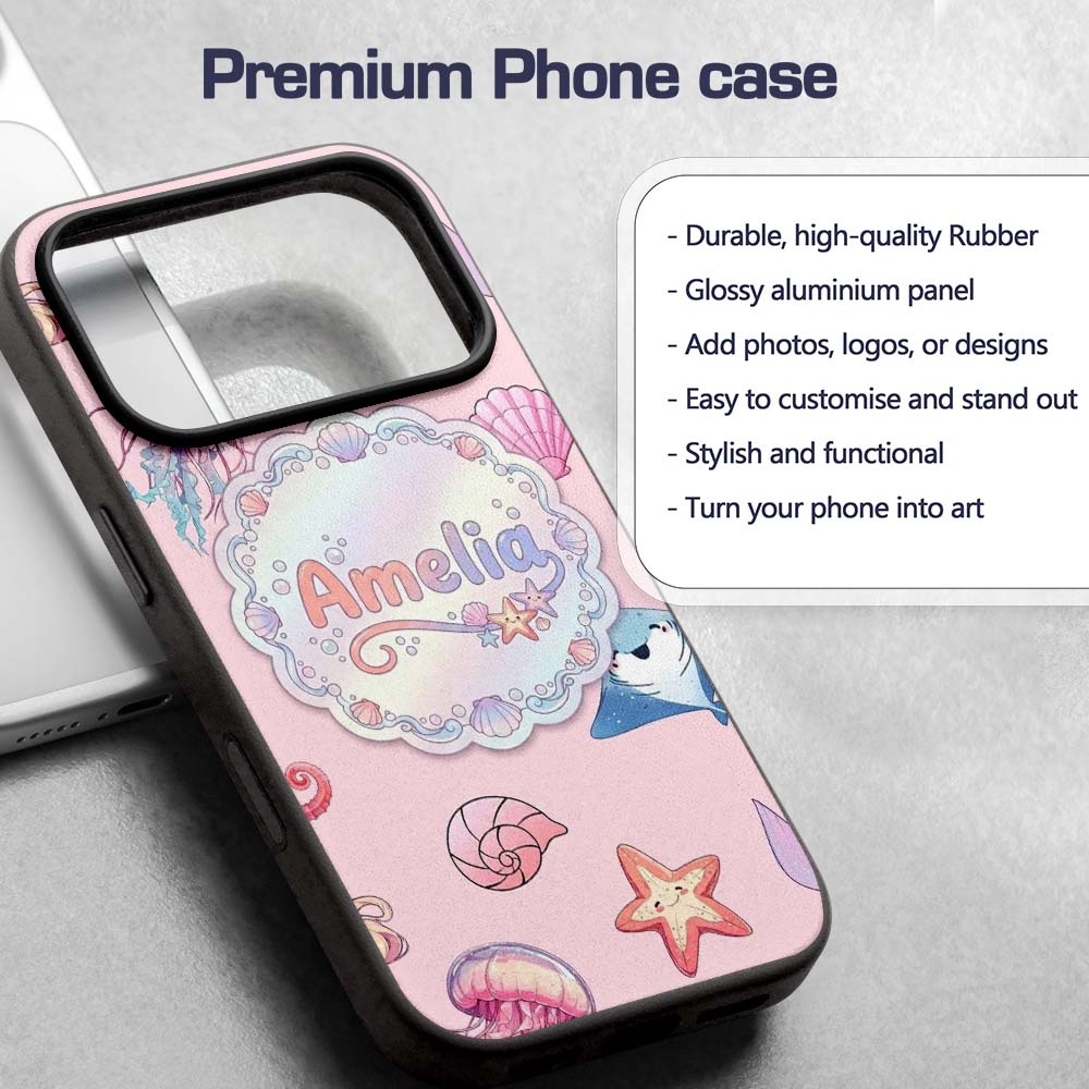 Mermaid Ocean Friends Jellyfish Starfish Blush Custom Name Protective Phone Case Mobile Cover Durable Everyday Smartphone Shock Resistant