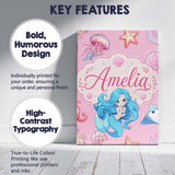 Personalised Name Mermaid Ocean Friends Custom  Modern Room Accent Elegant Feature Canvas Wall Art Print Decor Picture Ready to Hang
