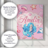 Personalised Name Mermaid Ocean Friends Custom  Modern Room Accent Elegant Feature Canvas Wall Art Print Decor Picture Ready to Hang
