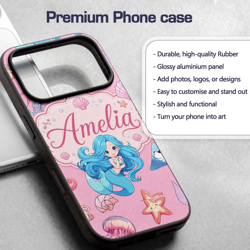 Mermaid Ocean Friends Jellyfish Starfish Rose Custom Name Protective Phone Case Mobile Cover Durable Everyday Smartphone Shock Resistant