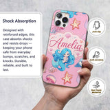 Mermaid Ocean Friends Jellyfish Starfish Rose Custom Name Protective Phone Case Mobile Cover Durable Everyday Smartphone Shock Resistant