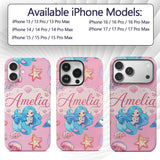 Mermaid Ocean Friends Jellyfish Starfish Rose Custom Name Protective Phone Case Mobile Cover Durable Everyday Smartphone Shock Resistant