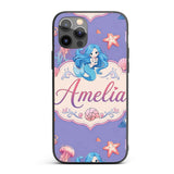 Mermaid Ocean Friends Jellyfish Starfish Purple Custom Name Protective Phone Case Mobile Cover Durable Everyday Smartphone Shock Resistant