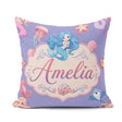 Custom Name Mermaid Friends Jellyfish Starfish Purple Background Square Filled Cushion Throw Pillow Sofa Bed Home Decor Zip Washable UK Made