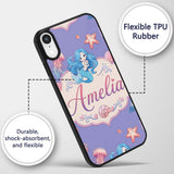 Mermaid Ocean Friends Jellyfish Starfish Purple Custom Name Protective Phone Case Mobile Cover Durable Everyday Smartphone Shock Resistant
