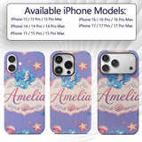 Mermaid Ocean Friends Jellyfish Starfish Purple Custom Name Protective Phone Case Mobile Cover Durable Everyday Smartphone Shock Resistant