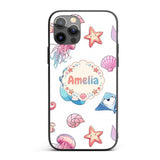 Mermaid Ocean Friends Jellyfish Starfish Grey Custom Name Protective Phone Case Mobile Cover Durable Everyday Smartphone Shock Resistant