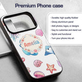 Mermaid Ocean Friends Jellyfish Starfish Grey Custom Name Protective Phone Case Mobile Cover Durable Everyday Smartphone Shock Resistant