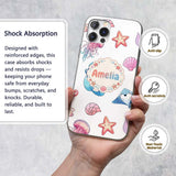 Mermaid Ocean Friends Jellyfish Starfish Grey Custom Name Protective Phone Case Mobile Cover Durable Everyday Smartphone Shock Resistant