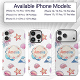 Mermaid Ocean Friends Jellyfish Starfish Grey Custom Name Protective Phone Case Mobile Cover Durable Everyday Smartphone Shock Resistant