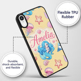 Mermaid Ocean Friends Jellyfish Starfish Mustard Custom Name Protective Phone Case Mobile Cover Durable Everyday Smartphone Shock Resistant