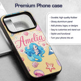 Mermaid Ocean Friends Jellyfish Starfish Mustard Custom Name Protective Phone Case Mobile Cover Durable Everyday Smartphone Shock Resistant