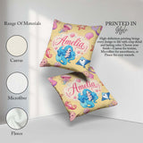 Custom Name Mermaid Friends Jellyfish Starfish Yellow Background Square Filled Cushion Throw Pillow Sofa Bed Home Decor Zip Washable UK Made