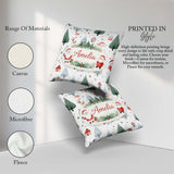 Custom Name Christmas Santa Reindeer Tree Pattern Kids Seamless Square Filled Cushion Throw Pillow Sofa Bed Home Decor Zip Washable UK Made