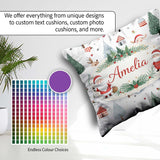 Custom Name Christmas Santa Reindeer Tree Pattern Kids Seamless Square Filled Cushion Throw Pillow Sofa Bed Home Decor Zip Washable UK Made