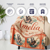 Oriental Style Monkey Blossom Frame Pattern Coral Background Lovely  Personalised Custom Name Super Soft Fleece Blanket Bed Sofa Throw