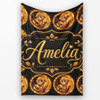 Gold Monkey Medallion Pattern Black Background Luxury Seamless  Personalised Custom Name Super Soft Fleece Blanket Bed Sofa Throw