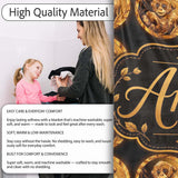 Gold Monkey Medallion Pattern Black Background Luxury Seamless  Personalised Custom Name Super Soft Fleece Blanket Bed Sofa Throw