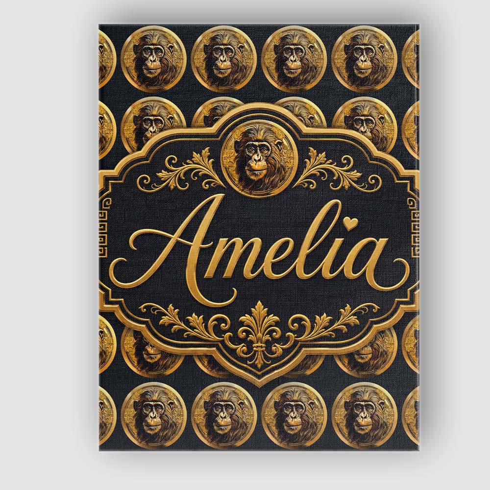 Personalised Name Detailed Gold Monkey Coin Custom  Bespoke Interior Contemporary Canvas Wall Art Print Decor Picture Ready to Hang