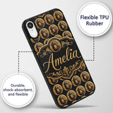 Detailed Gold Monkey Coin Pattern Dark Background Custom Name Protective Phone Case Mobile Cover Durable Everyday Smartphone Shock Resistant