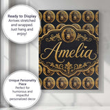 Personalised Name Detailed Gold Monkey Coin Custom  Bespoke Interior Contemporary Canvas Wall Art Print Decor Picture Ready to Hang