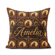 Custom Name Ornate Monkey Portrait Repeat in Warm Brown and Gold Square Filled Cushion Throw Pillow Sofa Bed Home Decor Zip Washable UK Made