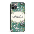 Vintage Botanical Floral Sketch Teal Background Custom Name Protective Phone Case Mobile Cover Durable Everyday Smartphone Shock Resistant