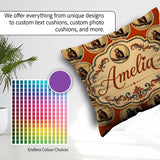 Custom Name Retro Safari Monkey Portrait in Circular with Desert Square Filled Cushion Throw Pillow Sofa Bed Home Decor Zip Washable UK Made