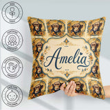 Custom Name Floral Monkey Portrait with Botanical Wreath in Soft Square Filled Cushion Throw Pillow Sofa Bed Home Decor Zip Washable UK Made