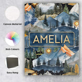 Personalised Name Watercolour Mountain Custom  Modern Room Accent Elegant Feature Canvas Wall Art Print Decor Picture Ready to Hang