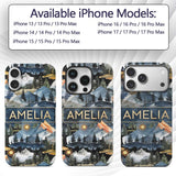 Watercolour Mountain Landscape with Pine Trees Custom Name Protective Phone Case Mobile Cover Durable Everyday Smartphone Shock Resistant